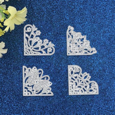 Craspire 4pcs Metal Corner Lace Cutting Dies Lace Pocket Cutting Dies