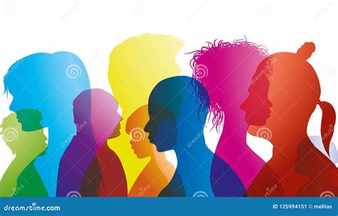 Silhouette Profiles Of Multiracial People Of Different Ages Group Of