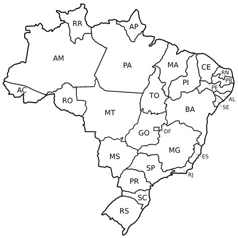Mapa Do Brasil Preto E Branco Para Imprimir