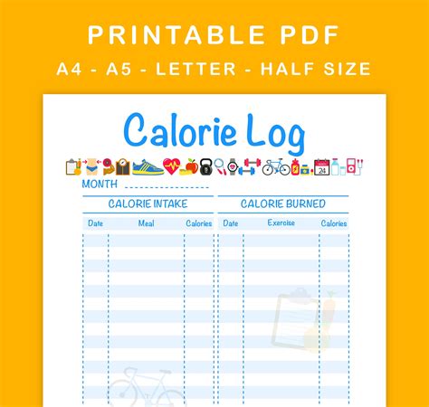 Free Printable Calorie Tracker You Can Easily Mix And Match These With Any Of Our Other Free
