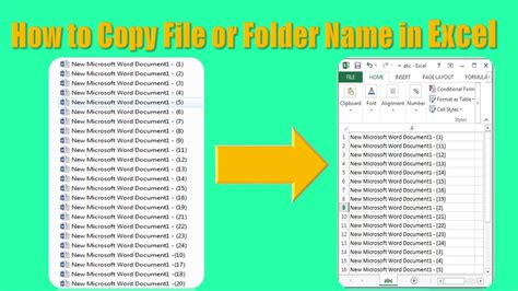 How To Copy File Or Folder Name In Excel Youtube