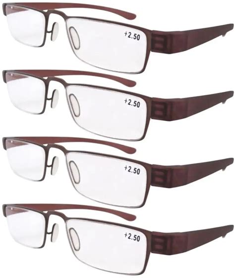 r11031 brown eyekepper 4 pack plastic fashion reading glasses 1 0 1 5 2 0 2 5 in men s reading