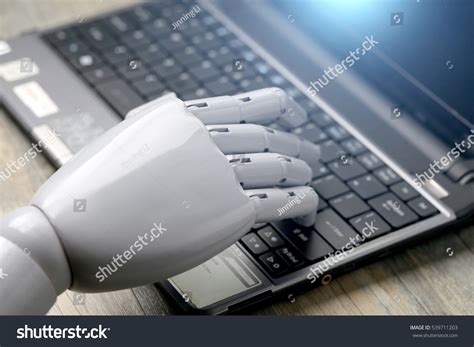 Artificial Intelligence Hand Type On Keyboard Stock Photo 539711203