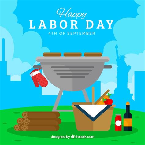 Free Vector Labor Days Barbecue With Flat Design