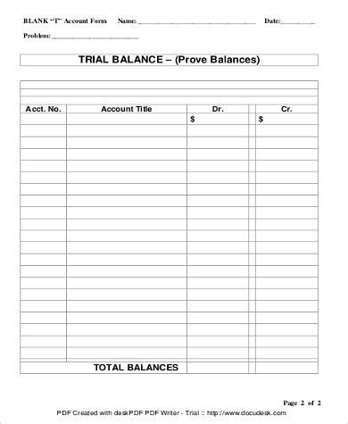 Blank Printable Trial Balance Sheet Hot Sex Picture
