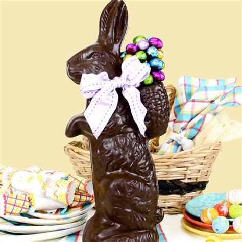 Extra Large Chocolate Bunny Decorated With Chocolate Foiled Eggs Semi