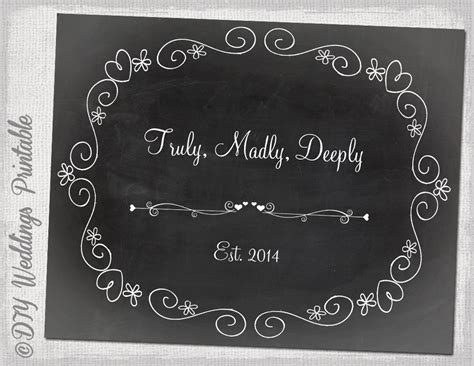 Chalkboard Wedding Sign Template Diy Black And White