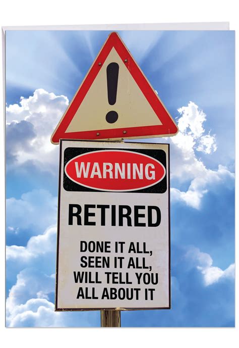Nobleworks Retired Warning Sign Happy Retirement Card With Envelope