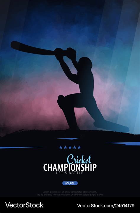 Cricket Championship Banner Or Poster Design Vector Image