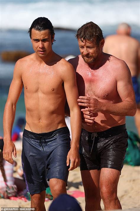 Simon Baker 52 Shows Off His Abs As He Relaxes With Son Claude Blue Baker At