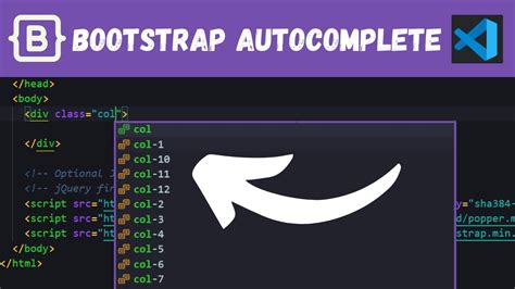 Bootstrap Autocomplete Intellisense In Visual Studio Code Youtube