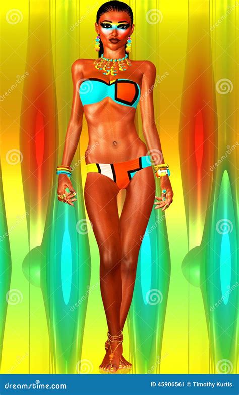 Modelo Del Bikini Digital Art Style Imagen De Archivo Imagen De Modelo Pechos 45906561