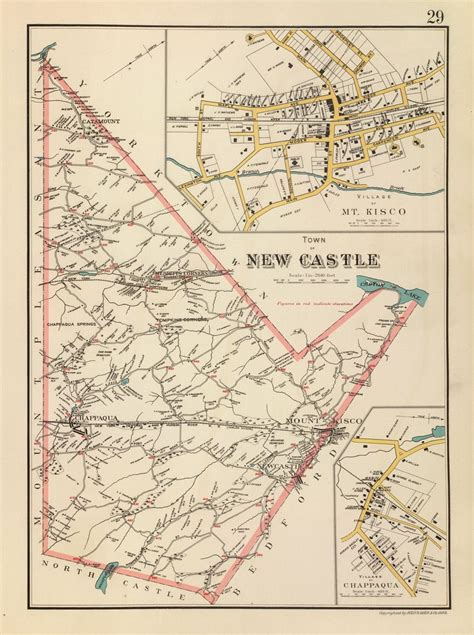 New Castle 1893 Old Town Map Reprint Mt Kisco Chappaqua Villages