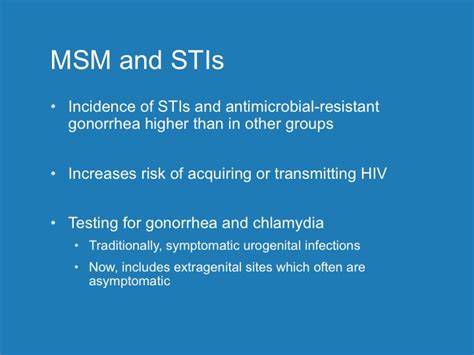 Sexually Transmitted Infections In Men Who Have Sex With Men Msm