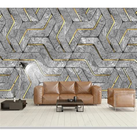 Custom Photo Wallpaper 3d Abstract Space Golden Geometry Mural Modern
