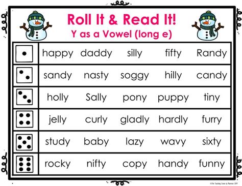 Y As A Vowel Roll It Read It Words And Sentences Game Cards Phonics
