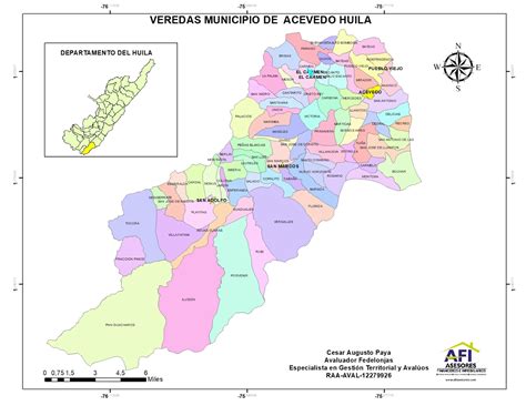 Mapa Veredas Municipio De Acevedo Huila Huila Sig