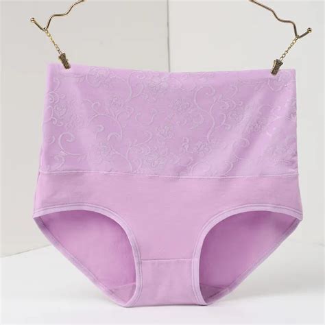 Women Cotton Panties Jacquard Underwear Panty High Waist Breathable Trigonometric Lingeries