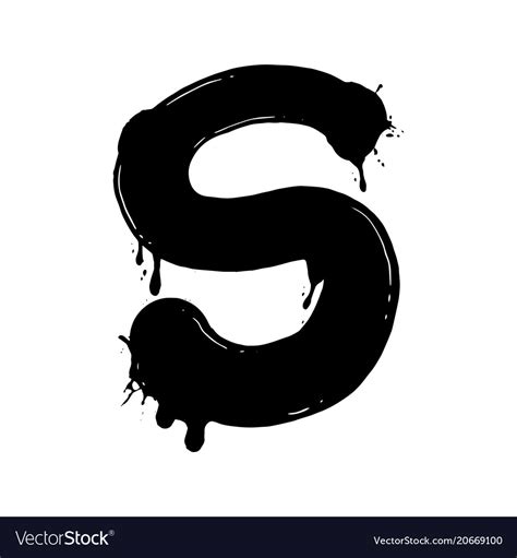 Blot Letter S Black And White Royalty Free Vector Image