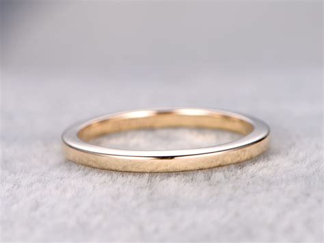 Plain Gold Wedding Band Solid K Yellow Gold Annivery Rings For Women Matching Stacking Bbbge