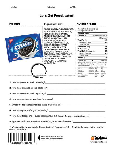 Nutrition Label Worksheet Answers Pdf Worksheet