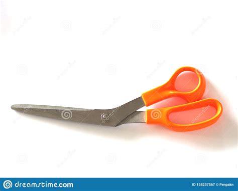 Stainless Steel Scissors Handle Is Made Of Plastic Orange Color Stock