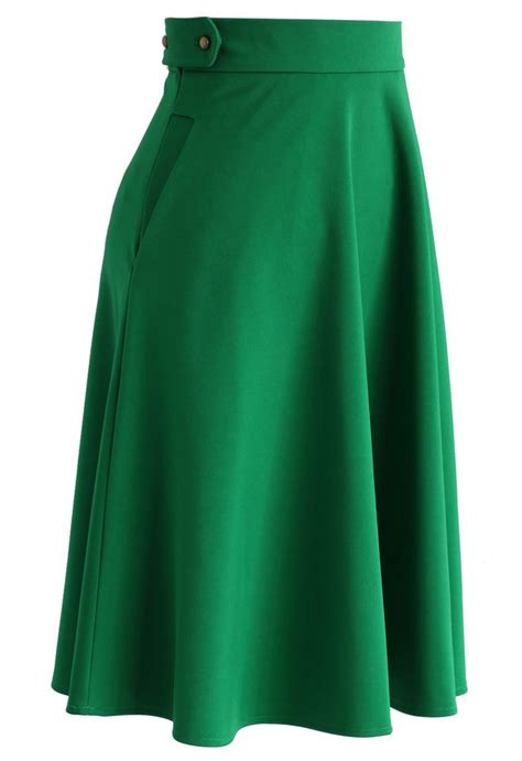 Basic Full A Line Skirt In Emerald Green Retro Indie And Unique Fashion
