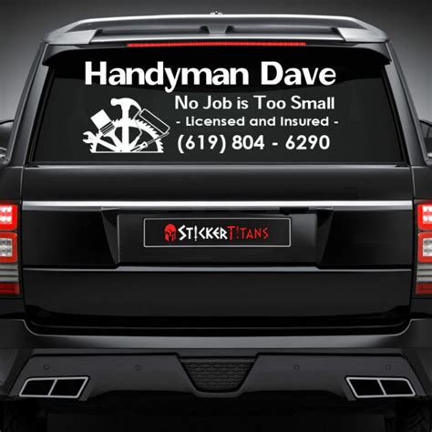 Custom Handyman Rear Window Decal Car Truck Van Vehicle Sticker