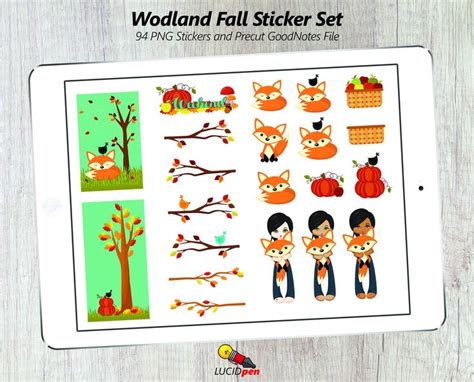 Woodland Fall Digital Sticker Set | Digital sticker, Sticker set, Autumn stickers