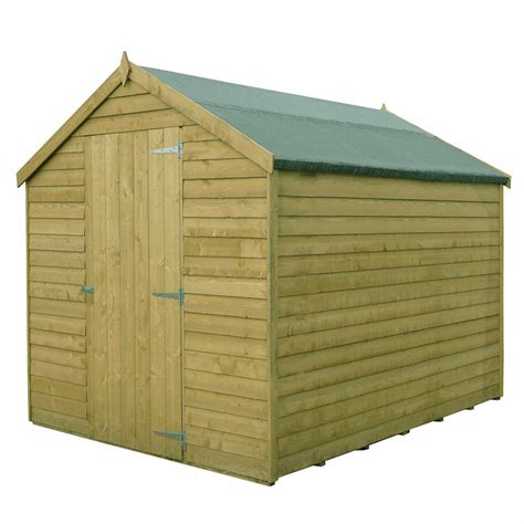 8ft X 6ft Pressure Treated Windowless Overlap Apex Wooden Garden Shed