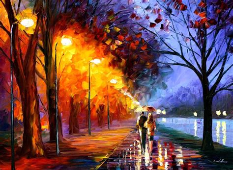 Alley By The Lake — Palette Knife Oil Painting On Canvas By Leonid