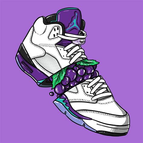 The nike logo is a perfect example of the importance of visuals that builds brands that are recognized and trustworthy. Sneaker Art - Jordan V "Grape" | Sneaker art, Nike art ...