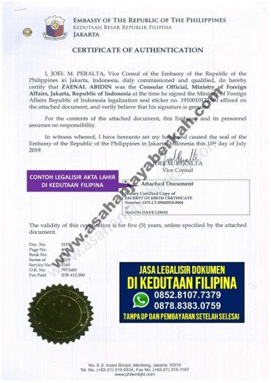 Legalisir Dokumen Di Kedutaan Filipina 085281077379