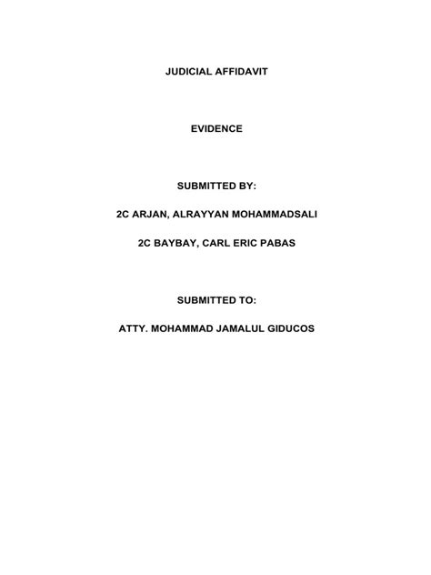 Sample Judicial Affidavit Pdf Affidavit Perjury