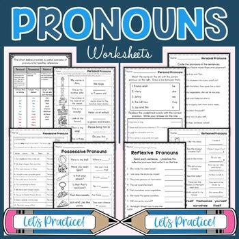 Pronouns Practice Worksheets Parts Of Speech By Teachers Toolkit