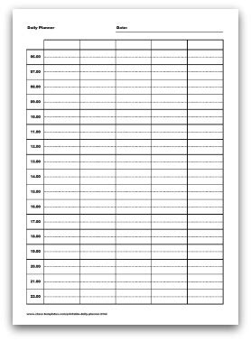 selection  printable daily planner formats