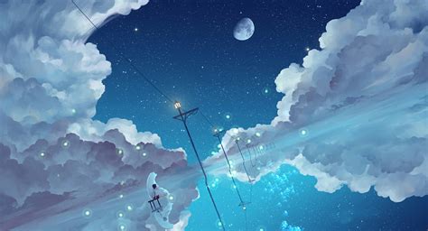 Polar Bear Boy Starry Night Sky Animated Wallpaper