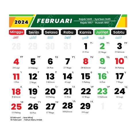 Kalender Februari Dengan Tanggal Merah Dan Hari Libur Nasional