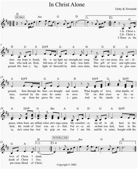 Image Result For In Christ Alone Chorus Hymn Sheet Music Sheet Music