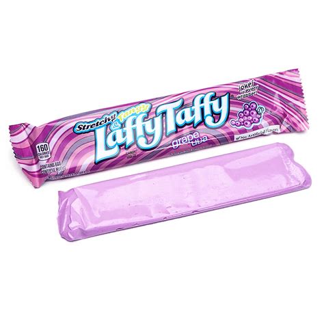Taffy is a type of candy invented in the united states, made by stretching or pulling a sticky mass of boiled sugar, butter or vegetable oil, flavorings, and colorings, until it becomes aerated. Laffy Taffy Candy Bars - Grape: 24-Piece Box | Candy Warehouse