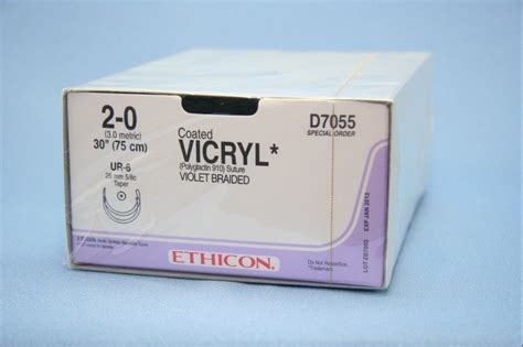 Ethicon Suture D7055 2 0 Vicryl Violet 30 Ur 6 Taper Double Armed