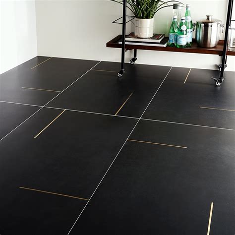 Lines Brass Inlay Black 24x48 Matte Porcelain Tile