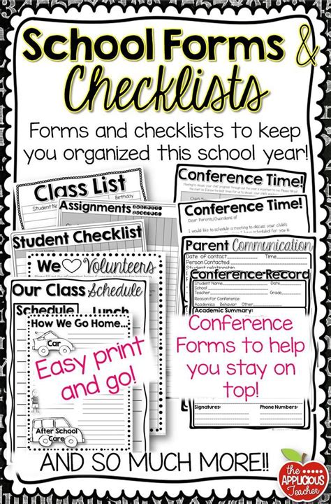 Meet The Teacher Forms Back To School Forms And Checklists Teacher