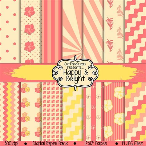 Digital Paper Pack Scrapbook Happy And Bright By Cutthisscrap Pastel