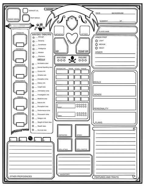 Simple Dungeons And Dragons Character Sheet Dnd Character Etsy