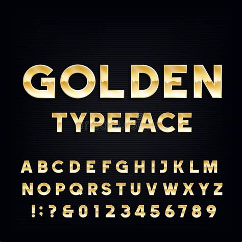 Golden Alphabet Vector Font Metallic Effect Shiny Letters And Numbers
