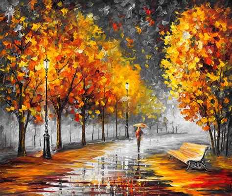 Fall Marathon Of Nature Bandw — Palette Knife Oil Painting On Canvas By