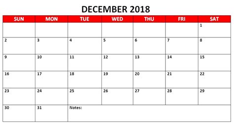 December 2018 Calendar Excel In Landscape Format Monthlycalendar