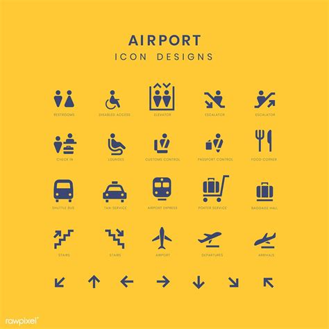Airport Service Signs Vector Set Free Image By Wan