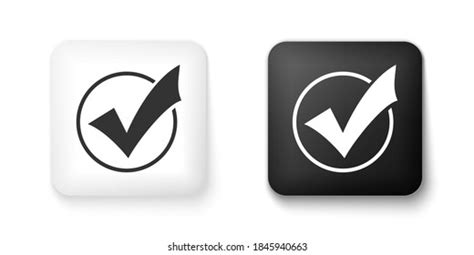 Black White Check Mark Round Icon Stock Vector Royalty Free